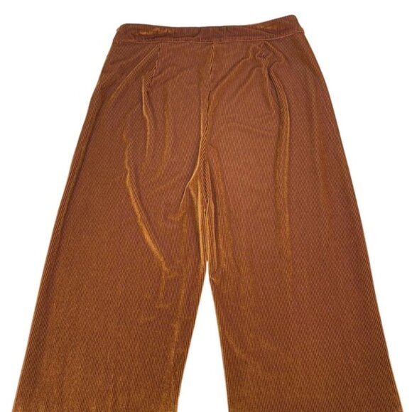 PRINCESS POLLY Velvet Semi Sheer Flare Leg Pants Sz 8 Copper Brown - Picture 5 of 5